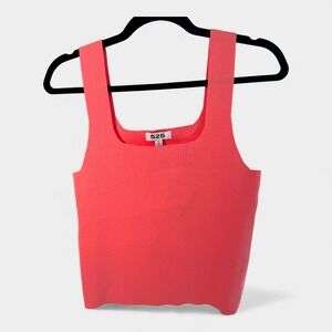 525 Knit Square Neck Tank Coral Orange Sleeveless Top Size M - NWOT